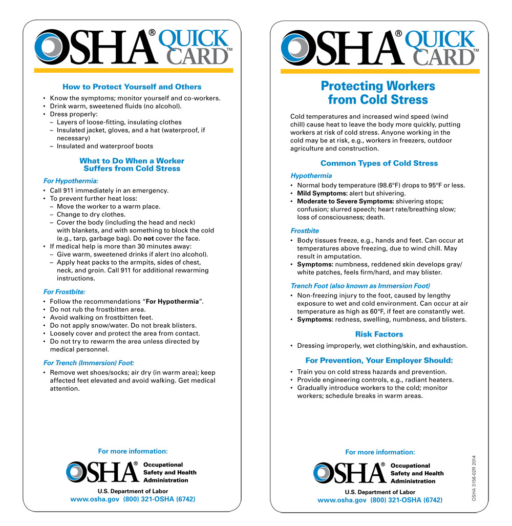 Osha Cold Weather Chart